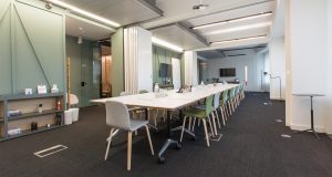 A large collaboration space for hire at 2 Stephen Street in Fitzrovia. This can be used for onboarding, training, board meetings and other larger gatherings.