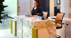 The concierge reception desk at 13 Hanover Square in Mayfair
